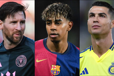سجل Lamine Yamal بعد 100 لعبة مقارنة مع Lionel Messi و Cristiano Ronaldo