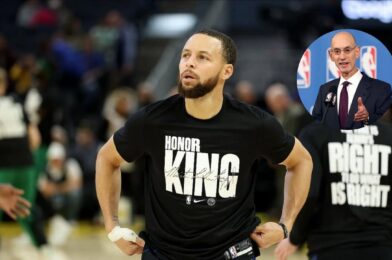 Steph Curry الإطاحة بحكم القنبلة للتأثير على تنسيق لعبة الدوري الاميركي للمحترفين الجديد في منتصف تسجيل الجمهور من 1،000،000،000
