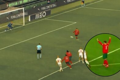ما شوهده برونو فرنانديز وهو يفعل ما يفعله كريستيانو رونالدو ركلة جزاء فاخرة ضد الدنمارك
