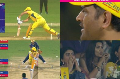 السيدة Dhoni abus الحكم ، زوجة Ravindra Jadeja تخفي وجهها على قرار LBW المثير للجدل
