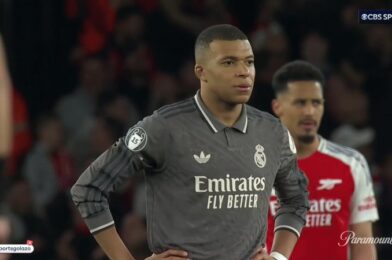 فيديو: يتفاعل مارتن أوديجارد وكيليان مبابي مع الهدف المذهل المتمثل في رايس ديكلان ضد ريال مدريد